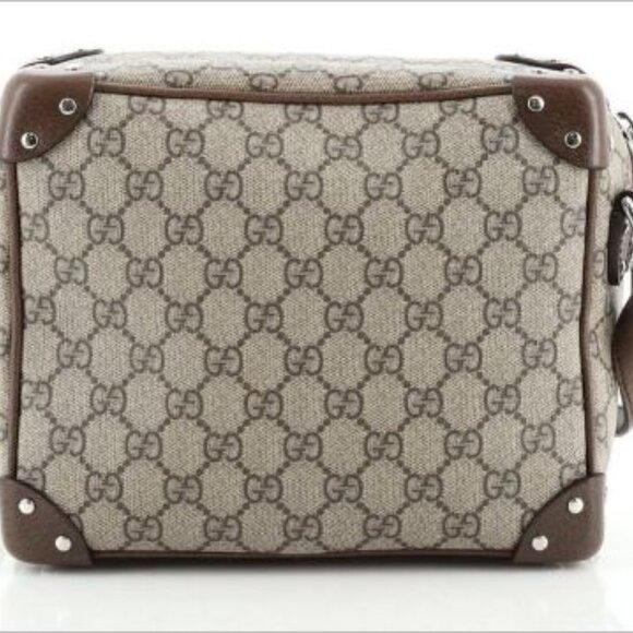 Gucci Trunk Shoulder Bag GG Coated Canvas with Studded Leather Brown - Picture 4 of 13